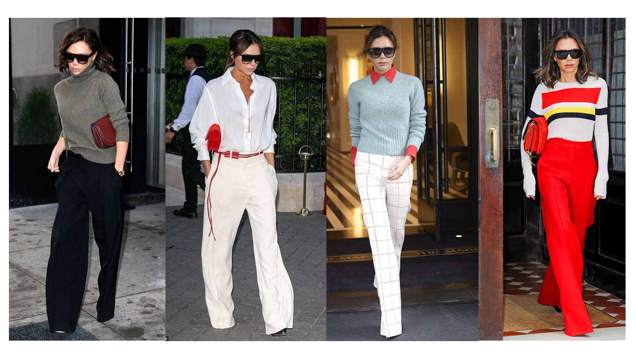 Victoria Beckham with Wide Leg Pants Outfits